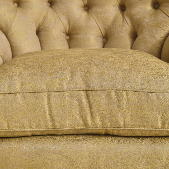 Gold 20th Century Italian Yellow Tufted Club Armchair - 2 Available For Sale - Image 8 of 11