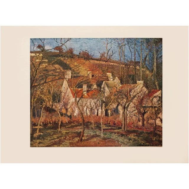 Paper 1940s After Camille Pissarro "The Red Roofs in Pontoise", First Edition Parisian Full-Color Print For Sale - Image 7 of 9