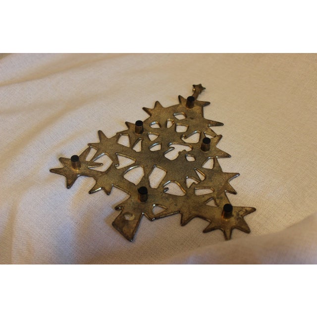 1960s Vintage Brass Christmas Tree Trivet For Sale - Image 5 of 5