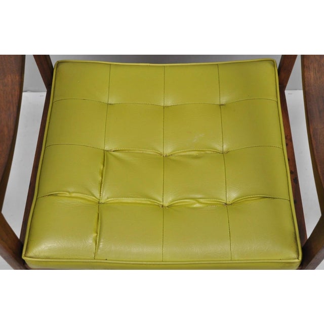 Green Vintage Ray Zimmerman for Dux Sculpted Walnut Green Vinyl Club Lounge Arm Chair For Sale - Image 8 of 18