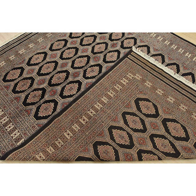 Bokhara Jaldar Rug 8’1” X 10’2” Black Wool Tribal Hand-Knotted Oriental Carpet For Sale - Image 12 of 13