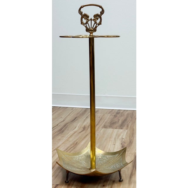 Vintage Brass Umbrella Motif Umbrella Stand For Sale - Image 4 of 8