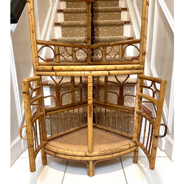 Rattan Mid Century Corner Etagere From Hong Kong Chairish