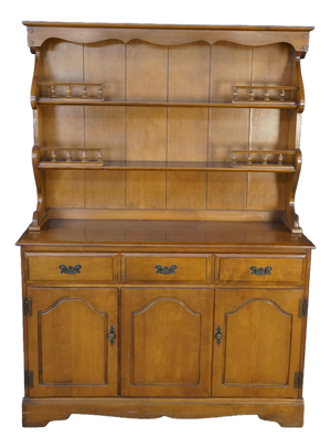 1990s Nathan Hale Maple Early American Colonial Revival China Cabinet Hutch 67"