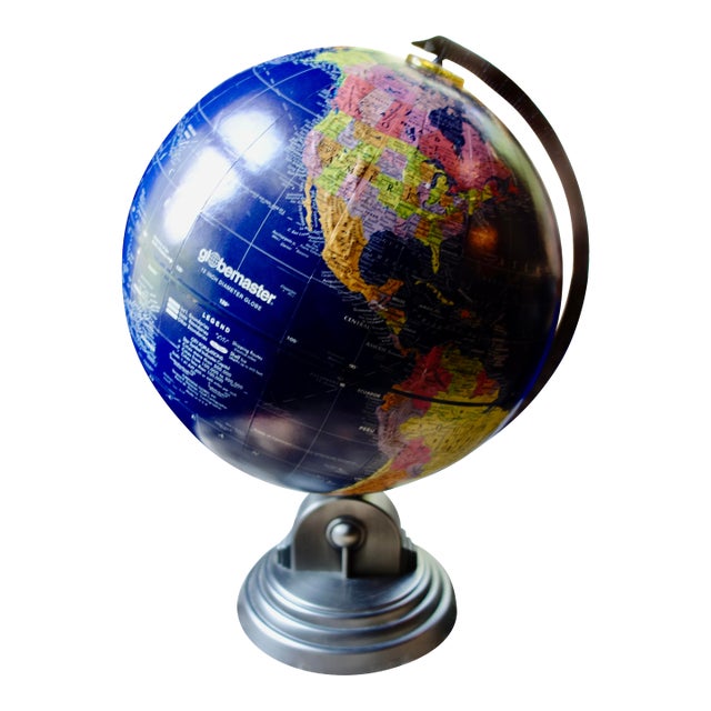 1990s Replogle Globe Art Deco Base, Deep Blue For Sale