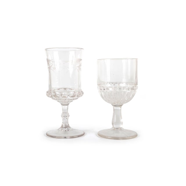 Set of 14 Mismatched Pressed Glass Goblets For Sale - Image 12 of 12