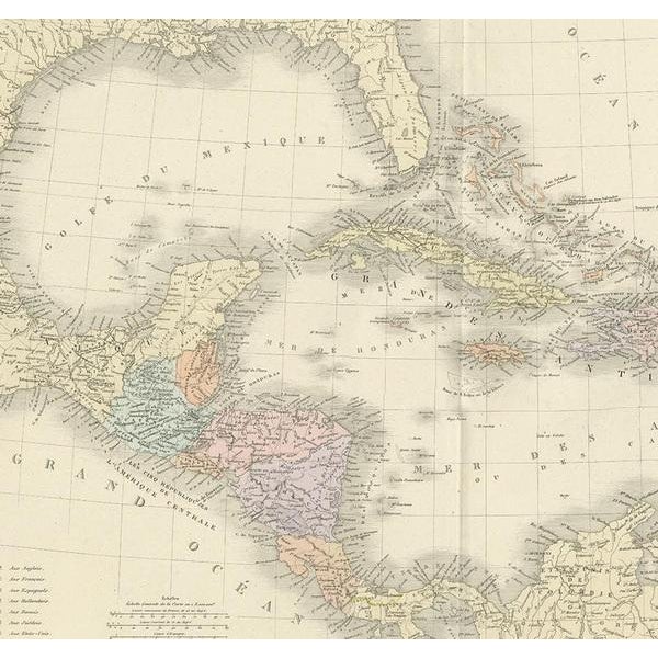 Antique Map of the Antilles in the Caribbean, 1875 For Sale - Image 3 of 5