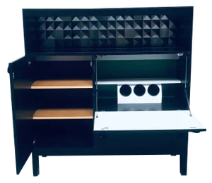Brutalist Black Ebonized Dry Bar Cabinet, Belgium, 1970s