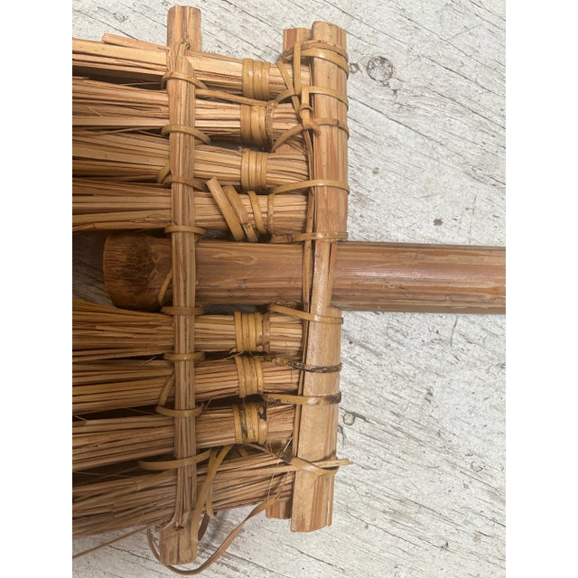 Vintage Bamboo Rattan and Straw Decorative Broom For Sale - Image 4 of 6