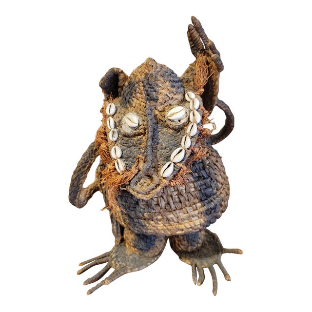 Vintage African Basket Weave Monkey Doll For Sale