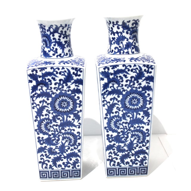 Asian Blue & White Silk Road Style Vases - a Pair For Sale - Image 3 of 9