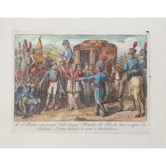 The Holy Father - delivery of French troops -is an original Hand-colored etching artwork realized after the Italian artist...