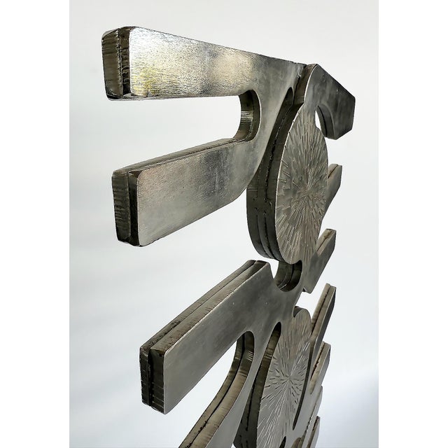 Metal 1980s Vintage Forged Brutalist Abstract Stainless Sculpture, Style of Leo Amino For Sale - Image 7 of 10