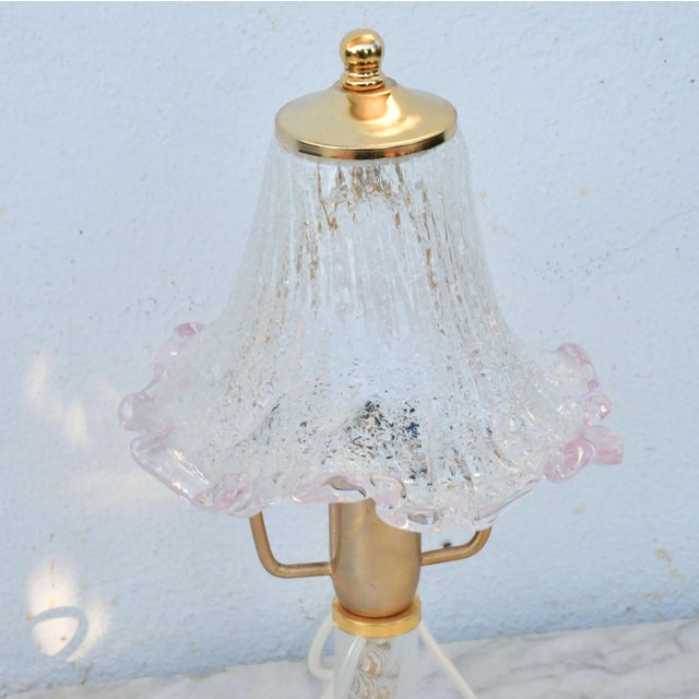 Glass Pink Murano Glass Vintage Table Lamp, 1980s For Sale - Image 7 of 12