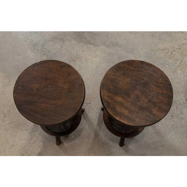 French Elm Corkscrew Side Tables, 1900, Set of 2 For Sale - Image 12 of 13