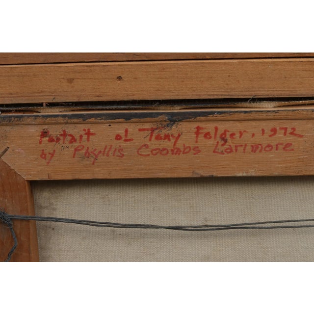 Wood Framed 1972 Oil on Canvas Portrait of Tony Folger by Phyllis Coombs Larimore For Sale - Image 7 of 8