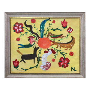 New Orleans Louisiana Painted Giclee "Chlorophyll" Sun, Man, Animal Portrait Limited Edition Painted Canvas Giclee Reproduction, Framed