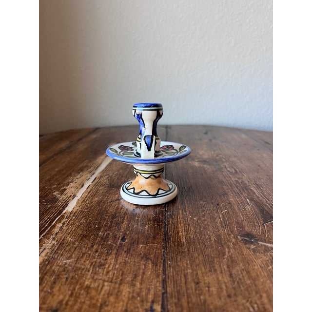 Late 20th Century Late 20th Century Armenian Hand Painted Candlestick Holder For Sale - Image 5 of 8