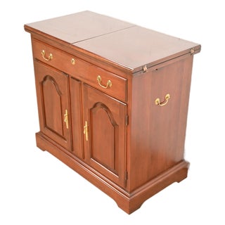 Harden Furniture Georgian Cherry Wood Flip Top Bar Cabinet or Buffet Server For Sale