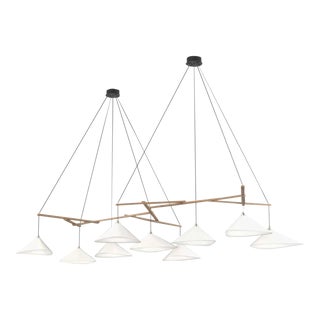 Monumental Daniel Becker Emily 9 Chandelier in Matte White/Oak for Moss Objects For Sale
