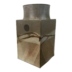 1978 Mid Century Modern Art Pottery Square Vase signed Gay Schempr