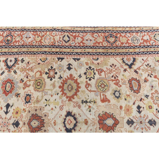 Authentic 19th Century Sultanabad Handmade Wool Rug For Sale - Image 4 of 11