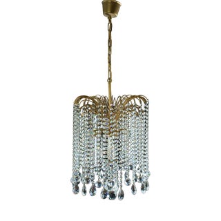 Crystal Cascade Chandelier with Long Trimmings For Sale
