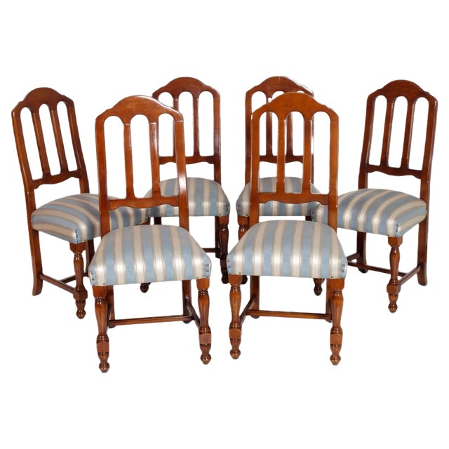 Italian Walnut Chairs, 1920s, Set of 6 For Sale