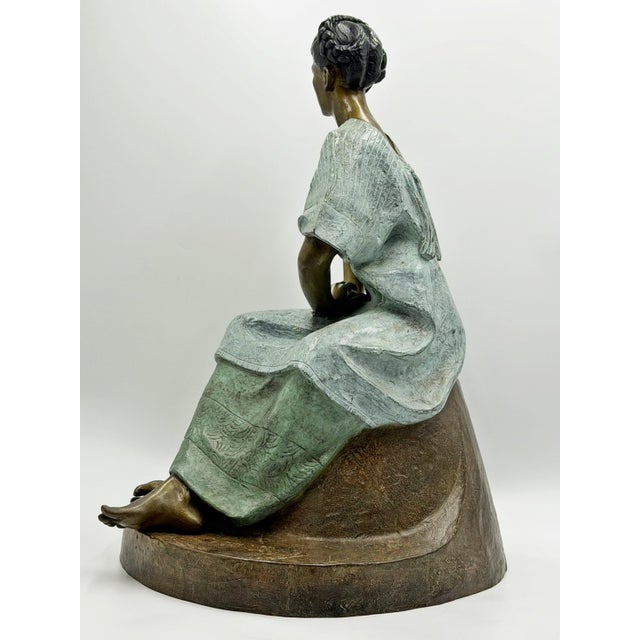 1980s Víctor Gutiérrez Monumental Mexican Bronze Seated Woman Sculpture, 1989 For Sale - Image 5 of 18