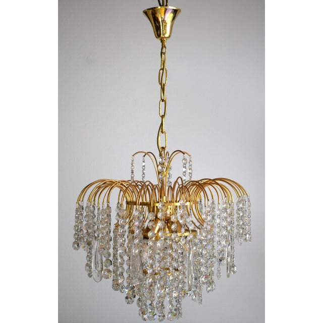 Hollywood Regency Crystal Waterfall Chandelier from Swarovski, 1980s For Sale - Image 9 of 10