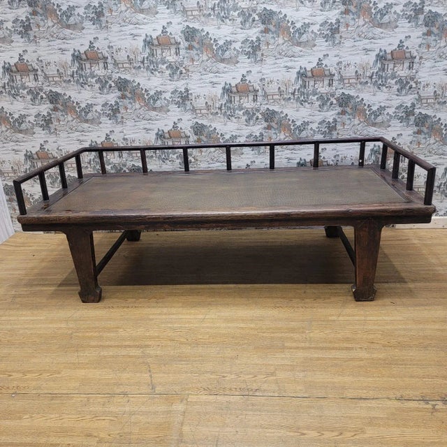 Antique Shanxi Province Elm and Rattan Inlay Opium Bed All it needs is a folded quilt and a few throw pillows that match...