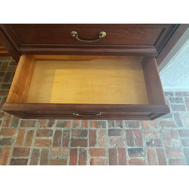 Ethan Allen Medallion Solid Cherry Louis Philippe-Style Tall Chest With Pull-Out Slide For Sale In Miami - Image 6 of 12