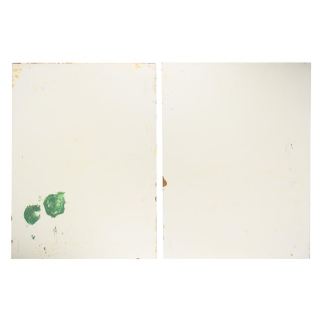 Orange Signed 1980s Abstract Acrylic Landscape Diptych by Harry Hilson For Sale - Image 8 of 8