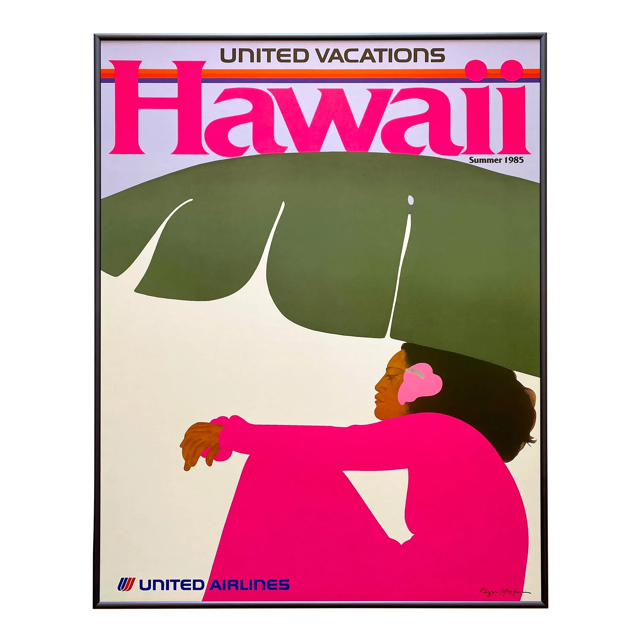 Pegge Hopper★ハワイで購入 Pegge Hopper Vintage United Airlines Contemporary Lithograph Print