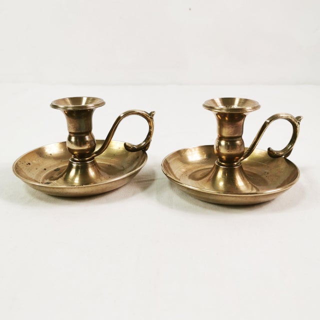 Candlesticks (pair of 2), Germany, 1960s Characterized by beautiful craftsmanship and practicality. Made of thick brass....