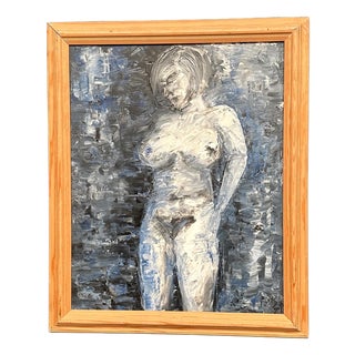 So, Lady in Blue, 1950s, Oil on Canvas, Framed For Sale
