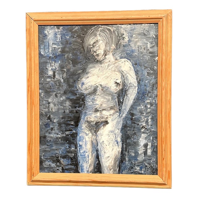 So, Lady in Blue, 1950s, Oil on Canvas, Framed For Sale