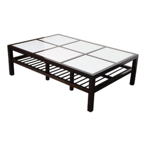 Vintage Ebonized Wood and Vitrolite Glass Coffee Table by Van Keppel and Green