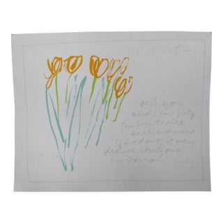 Sister Corita Kent Signed Limited Edition Flower Print Only You & I Can Help For Sale
