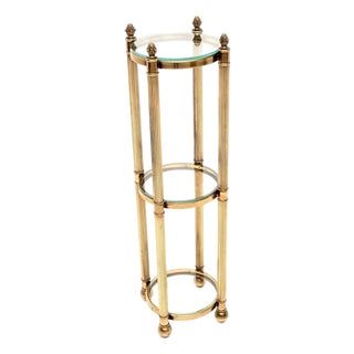 Vintage French Brass and Glass 3-Tier Side Table, 1960s For Sale