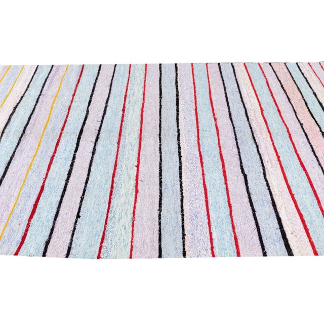 Mid-20th Century Stipe Vintage Kilim Rug 6 X 11 For Sale - Image 9 of 10