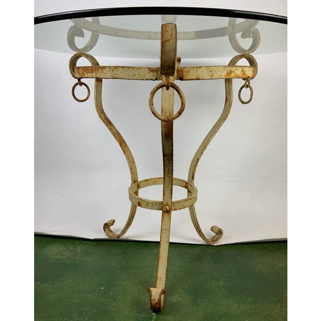 Metal Hand Turned Iron Side Table With Glass Top For Sale - Image 7 of 13