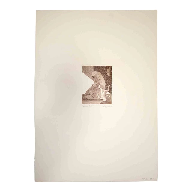 Leo Guida, The Fall, Original Etching, 1970 For Sale