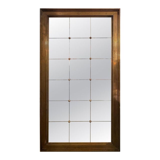 Monumental Italian Modern Neoclassical Style Bronze Mirror For Sale