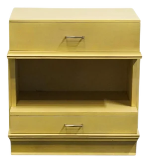 Late 20th Century Link Taylor Yellow Cream MCM Mid Century Modern 22" Two Drawer Open Cabinet Nightstand 3014