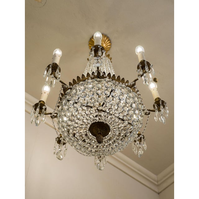 Metal Vintage Empire Style Chandelier, 1930s For Sale - Image 7 of 14