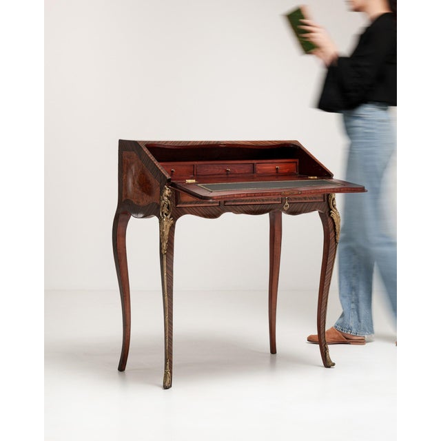 Louis XV Secretary Desk with Brass Accents, Rococo Style, France, 19th Century For Sale - Image 14 of 18