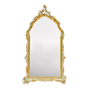 A Venetian Rococo Green Painted and Gilt Mirror