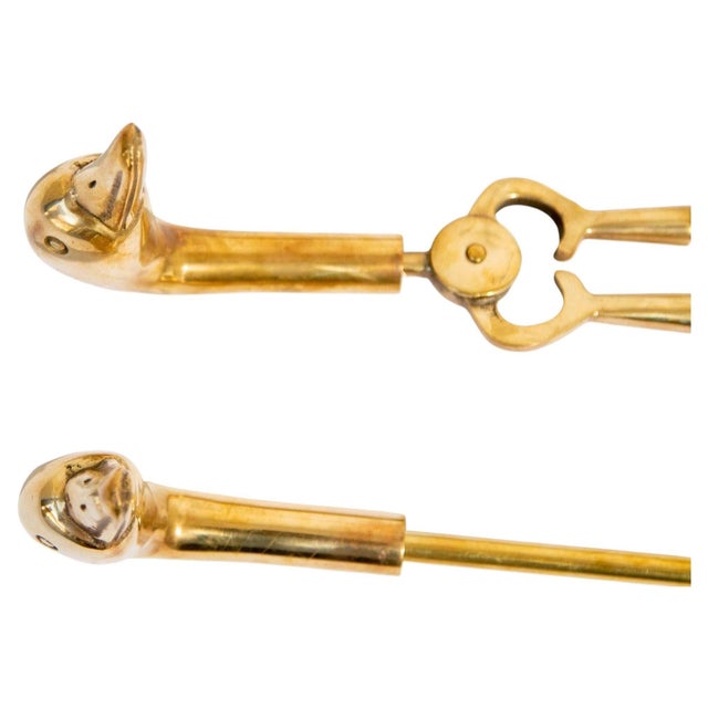 Vintage French Solid Brass Duck Head Fireplace Tool Set, Maison Jansen Style, 19 For Sale - Image 13 of 17