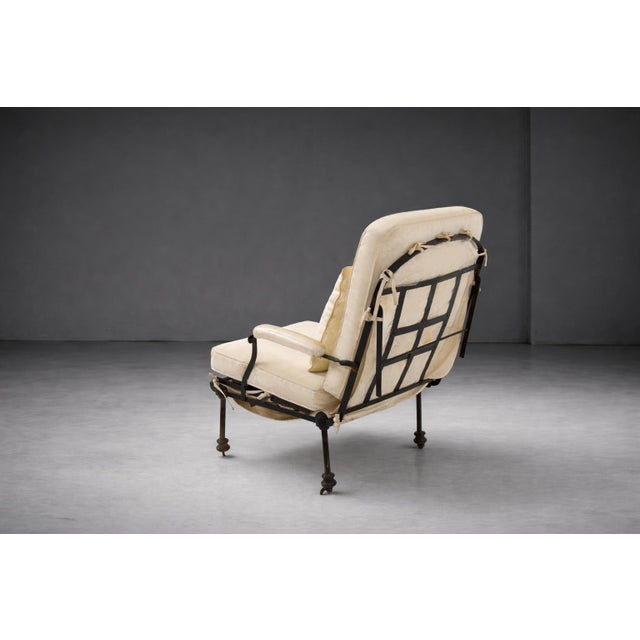 French Art Deco Country Deck Chair in Iron with Fabric Cushions, 1939 For Sale - Image 6 of 15